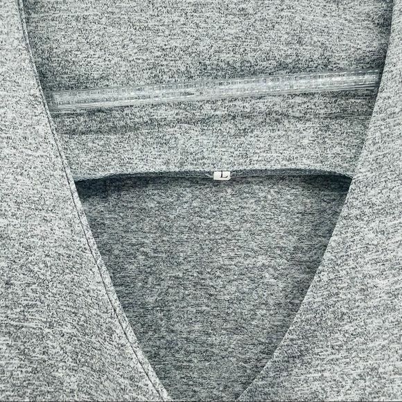 Crop Top Womens Large Cold Shoulder Heather Gray Surplice Faux Wrap V Neck Plung - Picture 7 of 7